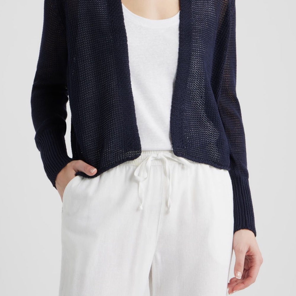 Eileen Fisher Open-Front Knit Cardigan in Navy - PS